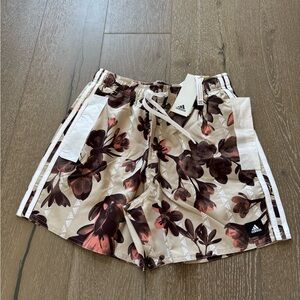 Adidas floral vertical stripe swim trunks